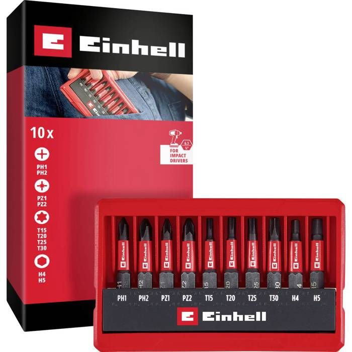 Einhell Impact Bit Taschenbox 10tlg 118653 Jeu dembouts 14 6.3 mm PH PZ TORX hexagonal - vue 10