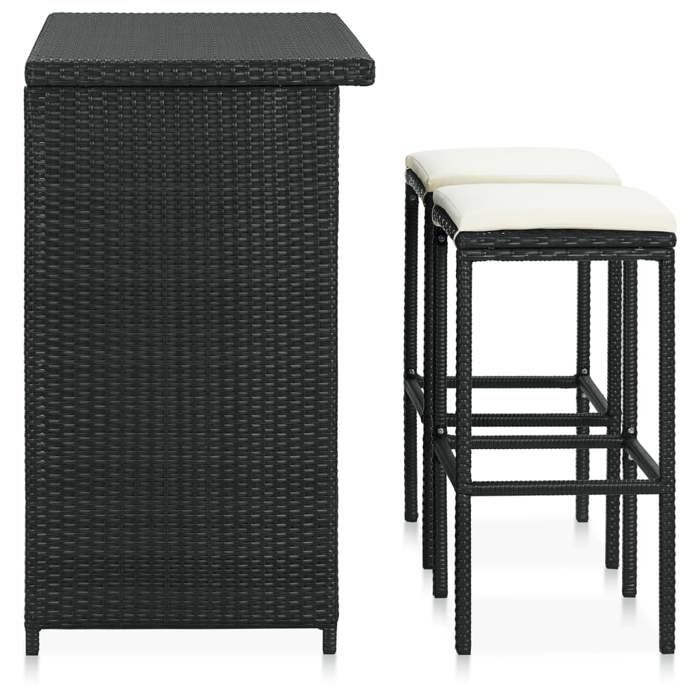 RemiseEnsemble de bar 3 pcs Ensemble Table Haute avec 2 Tabourets Résine tressée Noir JILIMAISON2025 46604599 RemiseEnsemble de bar 3 pcs Ensemble Table Haute avec 2 Tabourets Résine tressée Noir JILIMAISON2025 46604599