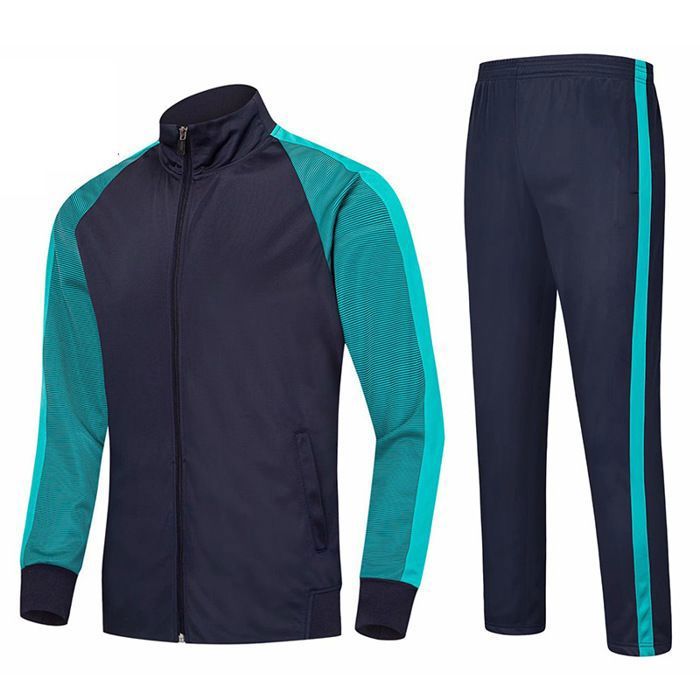 Survêtement Mixte Adulte/Enfant Ensemble Vêtement de Football Entraînement Polaire Veste et Pantalon Automne Hiver - Bleu Roi