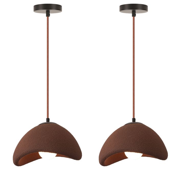 SNOGOLD 2x Suspension Moderne Lampe de Plafonde Abat-jour en PVC Ciment Ø20cm Brun E27 Lustre Industriel Luminaire pour Salon