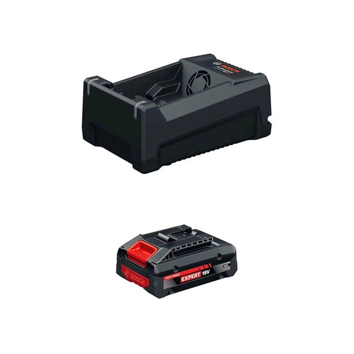 Bosch EXPERT 18V System starter set haute puissance EXBA18V 40 combiné avec chargeur rapide GAL 12V18 80 puissance maxi jusqu’à