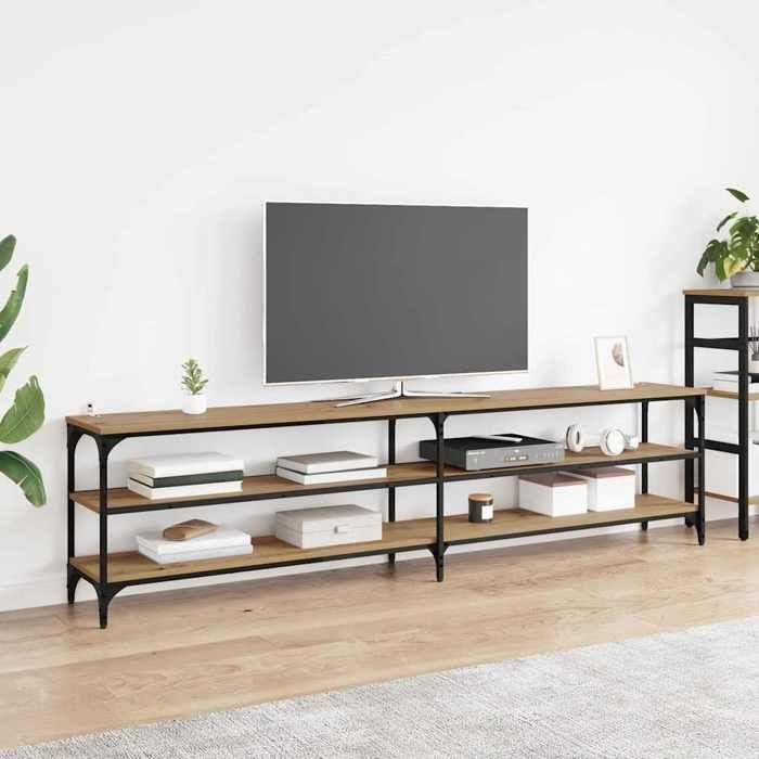 Meuble TV scandinave - Chêne artisanal - 200 x 30 x 50 cm - Bois dingénierie - style actuel