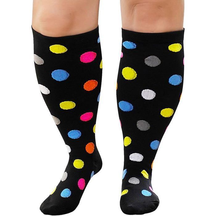Bas De Contention Grande Taille XXL PUTUO - Chaussettes Compression Homme Femme Noir