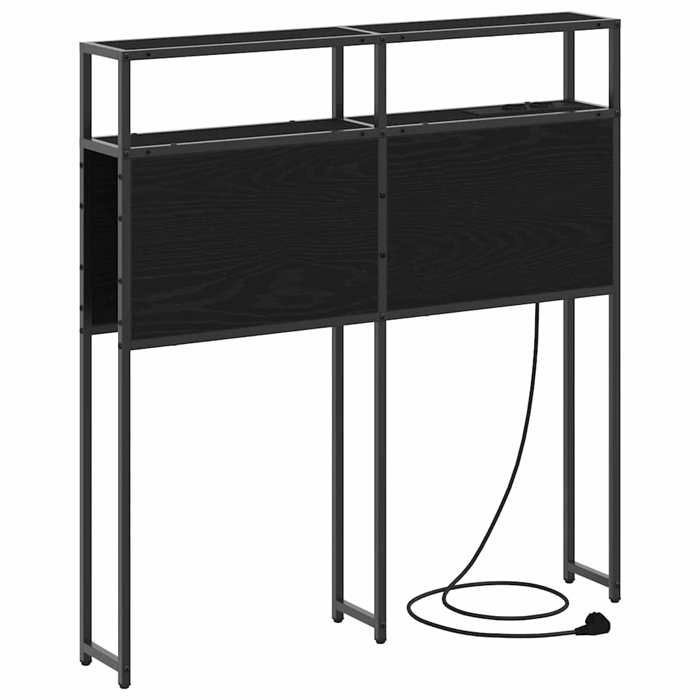Tête de lit avec rangement - vidaxl - Chêne noir - 90 cm - Bois dingénierie - 15 x 93 x 98 cm - Étagères intégrées