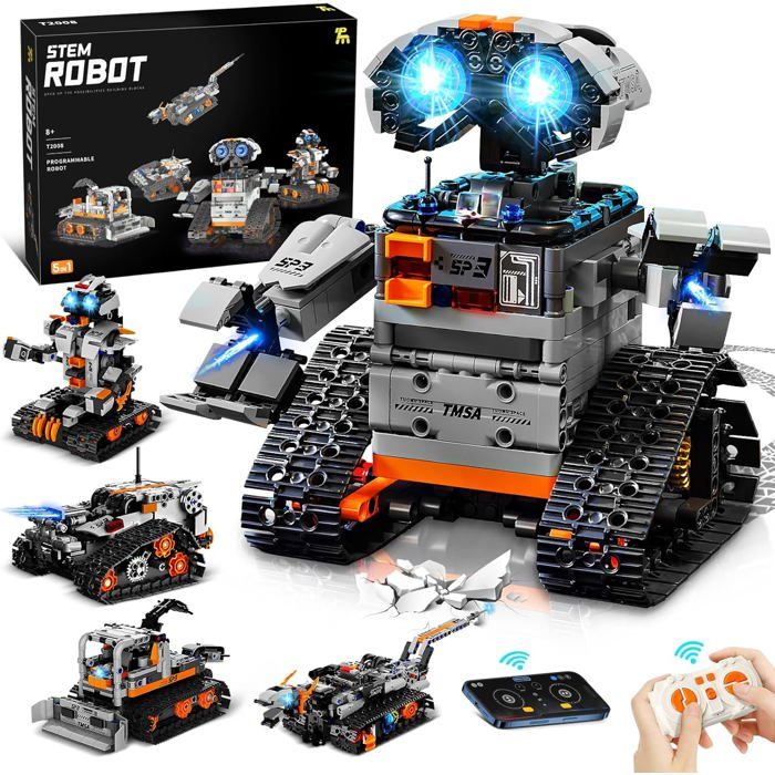 Robot Télécommandé 5 En 1 Pour Enfants 6-12 Ans - 673 Pièces, Contrôle Par App Et Télécommande - Jouet STEM Programmable - 5