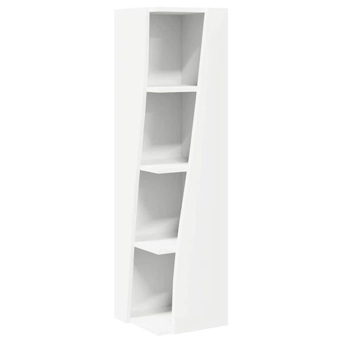 Meuble dangle moderne - vidaXL - Blanc - Bois dingénierie - 27 5x27x102 cm - 4 étagères - Forme trapézoïdale