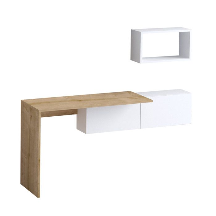Bureau en bois Tiff - 145 x 45 x 74 cm - ChĂŞne blanc Bureau en bois Tiff - 145 x 45 x 74 cm - ChĂŞne blanc