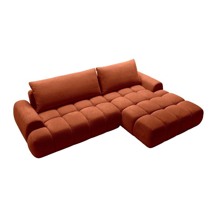 Canapé dangle droit convertible en tissu chenille terracotta FARNETA