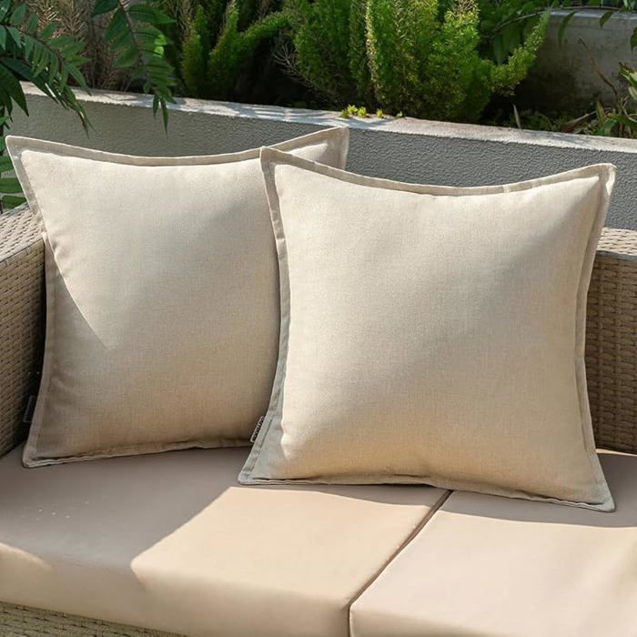 Housse de Coussin Extérieure Imperméable en 45x45cm Taie d& 39 oreiller Doux avec Surface Beige 45 x 45 cm 45 X 4 HOUSSE DE COUSSIN