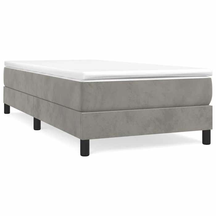 Lit 1 place Cadre de lit - Lattes en contreplaqué - gris clair 90x200 cm velours - Pour chambre @EU2683864