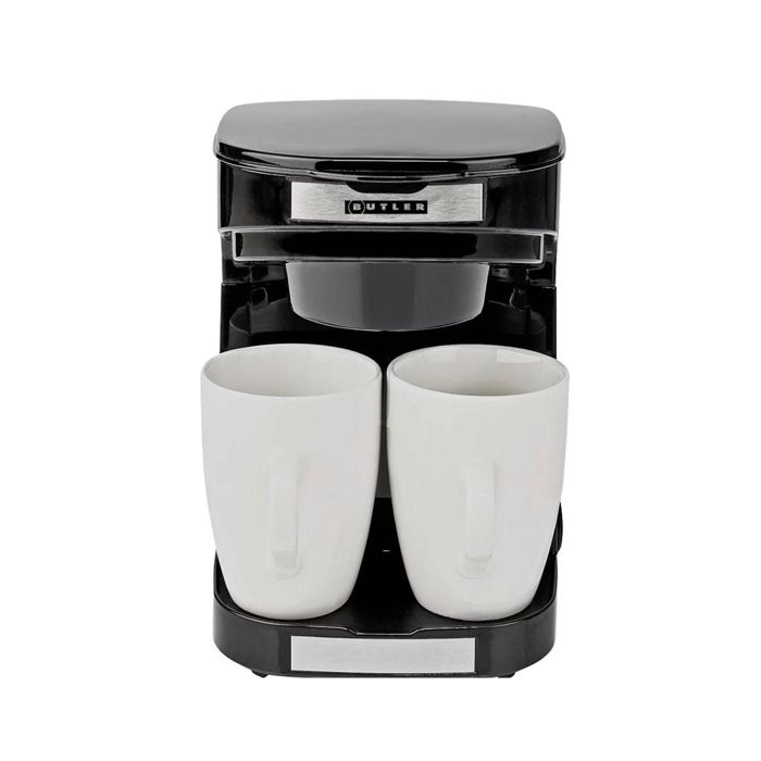 Cafetière 0.25L 450W 2 Tasses avec Filtre Réutilisable et Arrêt Auto Butler Noir