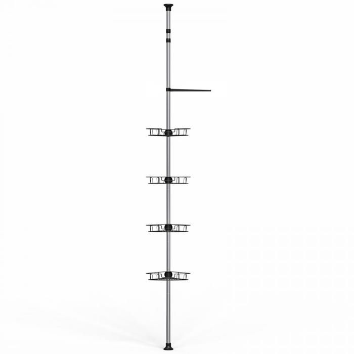 KEDIA Etagere de Douche sans Percage Etagere Douche Telescopique d’Angle avec Systeme a Clic Rangement Salle 75-300mnoir