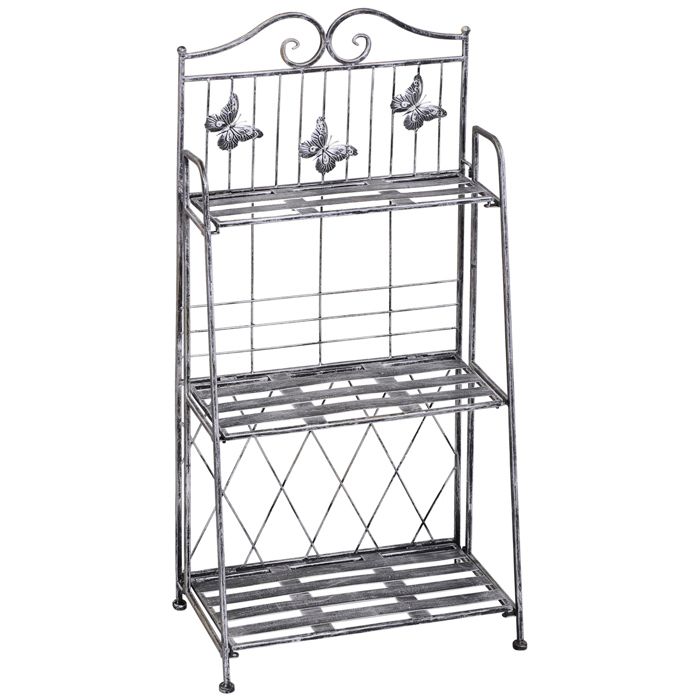 LIA Étagère-bac à fleurs 3 étagères pliable pour jardin et balcon couleur argent