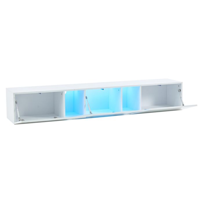 180 x 35 x 30 cm meuble TV mural meuble bas avec éclairage LED blanc brillant. 180 x 35 x 30 cm meuble TV mural meuble bas avec éclairage LED blanc brillant.