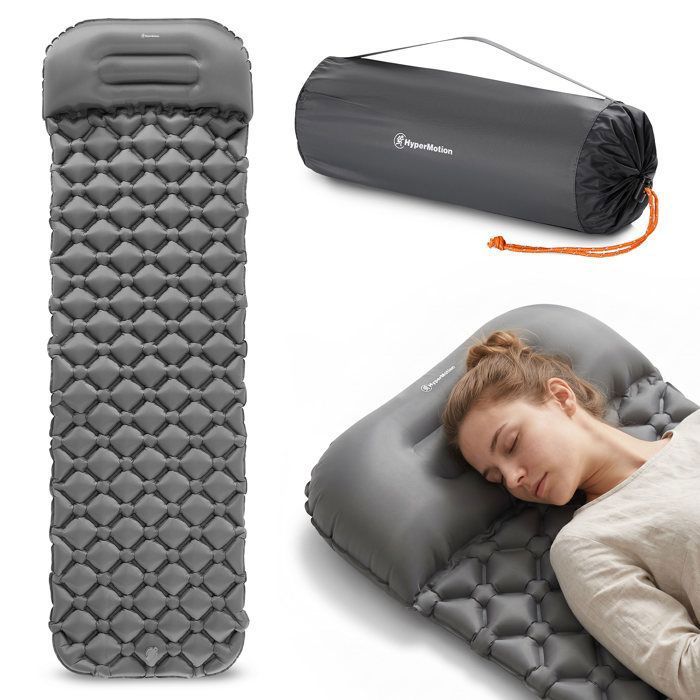 Matelas de camp gonflable - HYPERMOTION - Campmat - 1 place - Oreiller intégré - 190x56x5 5 cm - 470 g