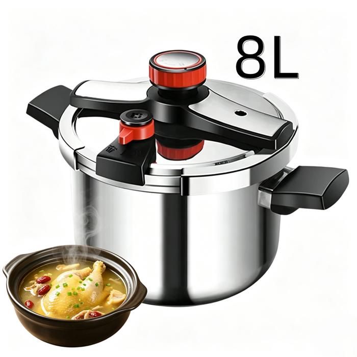 Cocotte minute Autocuiseur 8L Inox 3 niveaux pression antidéflagrant grande capacité Robuste durable Tous feux compatible