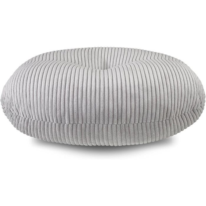 sleepling coussin de sol rond 60 x 18 cm méditation et yoga tissu cord gris mousse confort OEKO-TEX fabriqué dans l’UE