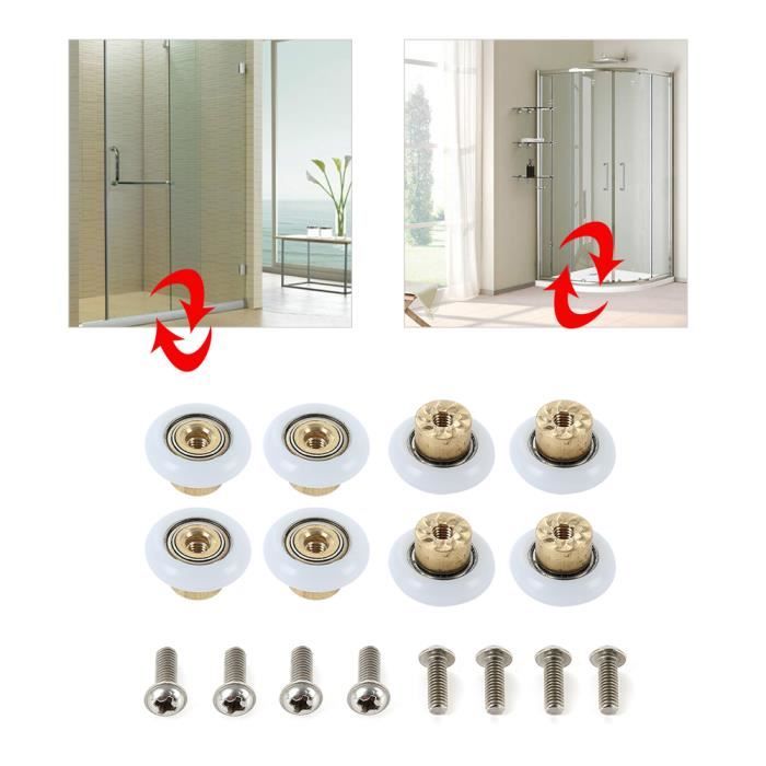 Lot de 8 accessoires pour porte de douche : roues 25/ mm de diam/ètre poulies guides Pour salle de bain A monter soi-m/ême