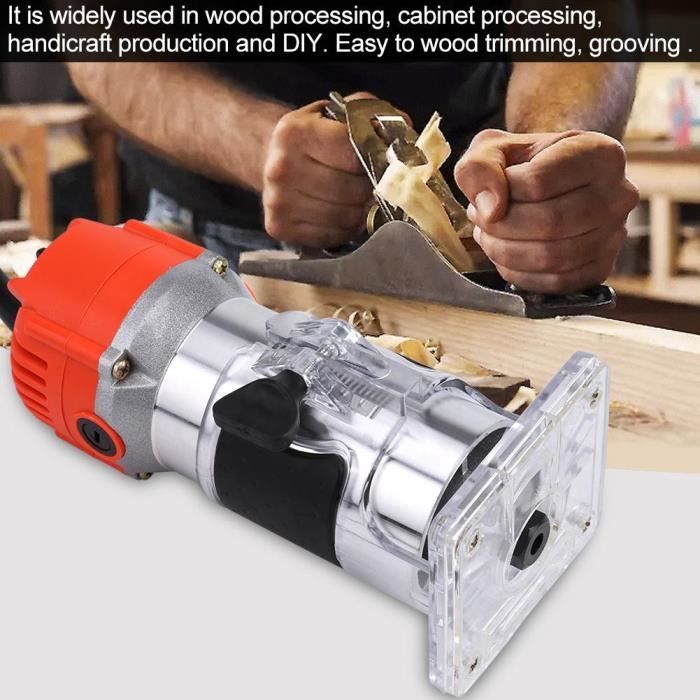 Dfonceuse Affleureuse lectrique Outil Coupe-Bois Menuisier Machine Rogneuse Tondeuse Main 220V 30000R-MIN