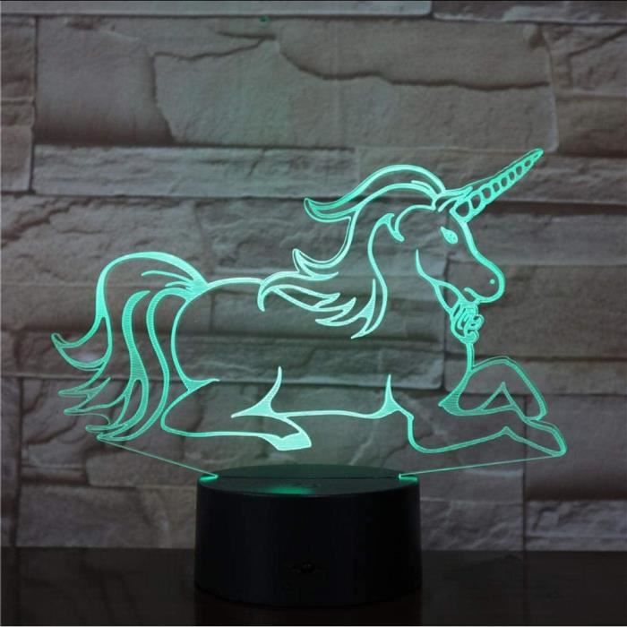 Lampe De Table Licorne Veilleuse LED - Chambre Enfant, 25 Cm, Blanc, DEL Chaleureuse