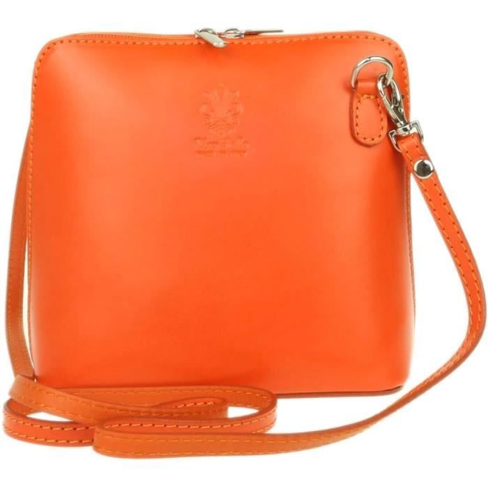 Grand Sac à Main Occasion Fausse Peau De Serpent Orange - Sac Bandoulière Ajustable - Excellent état