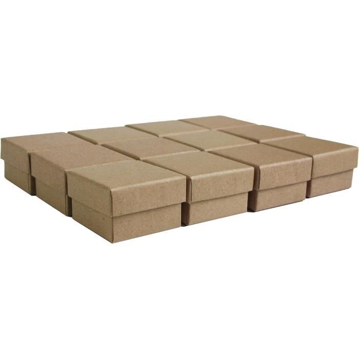 12 Boîtes Cadeau Kraft Marron 5x5x3cm Pour Bijoux - Idéal Colliers, Bagues, Cadeaux