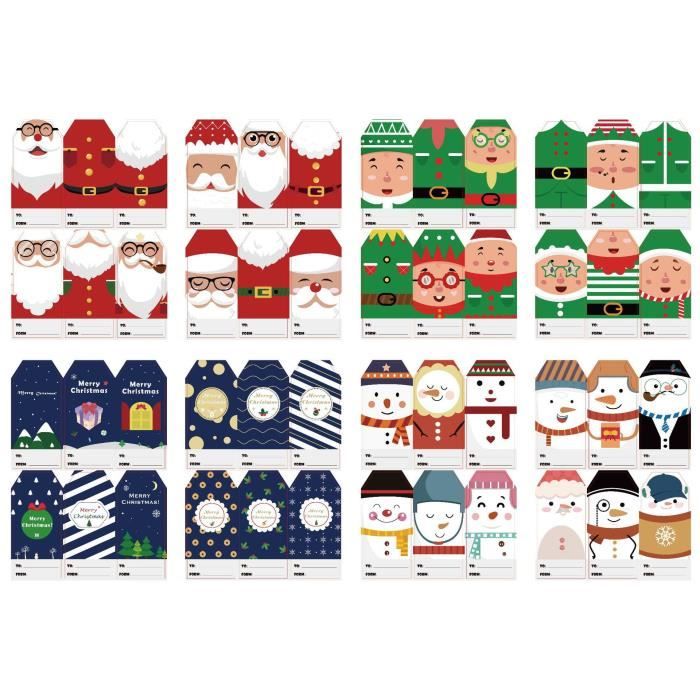 Étiquettes Autocollantes De Noël - 108 Pièces, 12 Feuilles Avec Père Noël, Sapin, Bonhomme De Neige