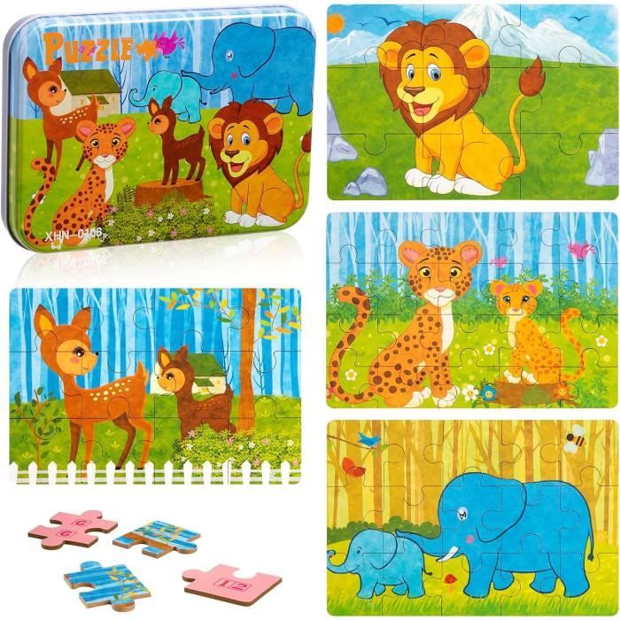 Puzzle En Bois éducatif Famille éléphant - Jeu Casse-tête Bébé/enfant - Neuf
