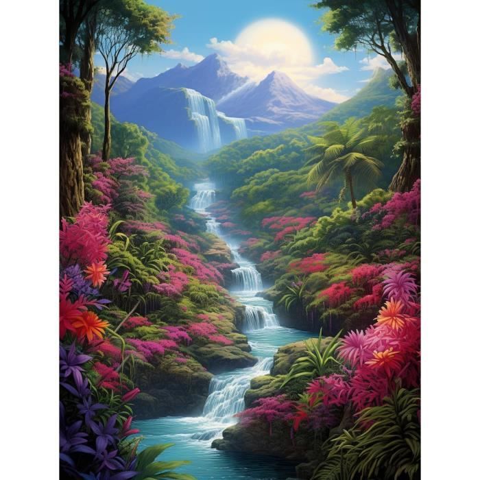 Ginfonr 5D Diamond Painting Complet Montagnes Enneigées