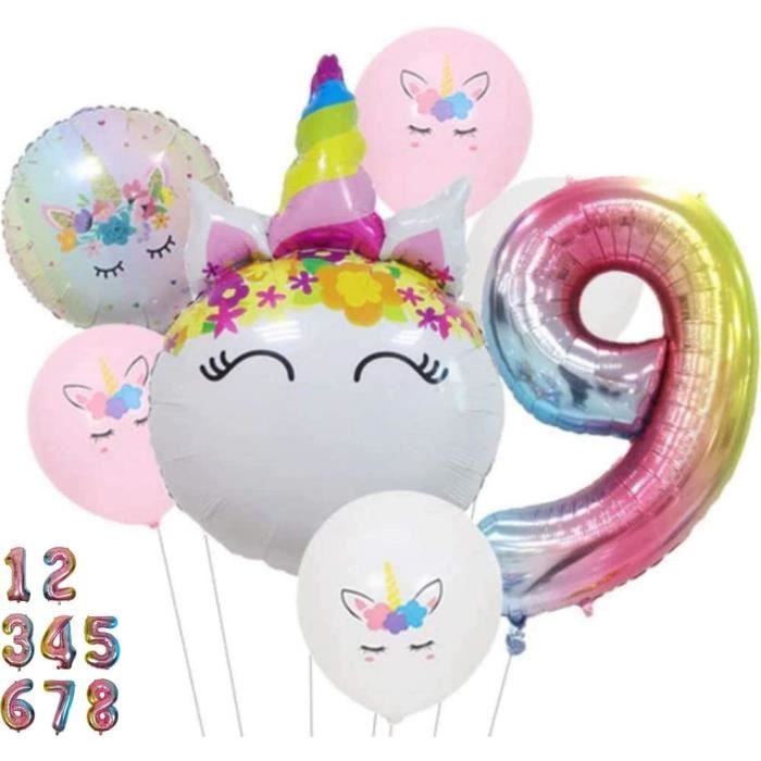 Kit Anniversaire Licorne Cadeau, Cadeau Anniversaire Enfants Invites, Ballon Timbre Boucle Oblique Bracelet épingle à Cheveux Anneau Tatouage Temporaire Marque Page Party Pack les Plus Populaires