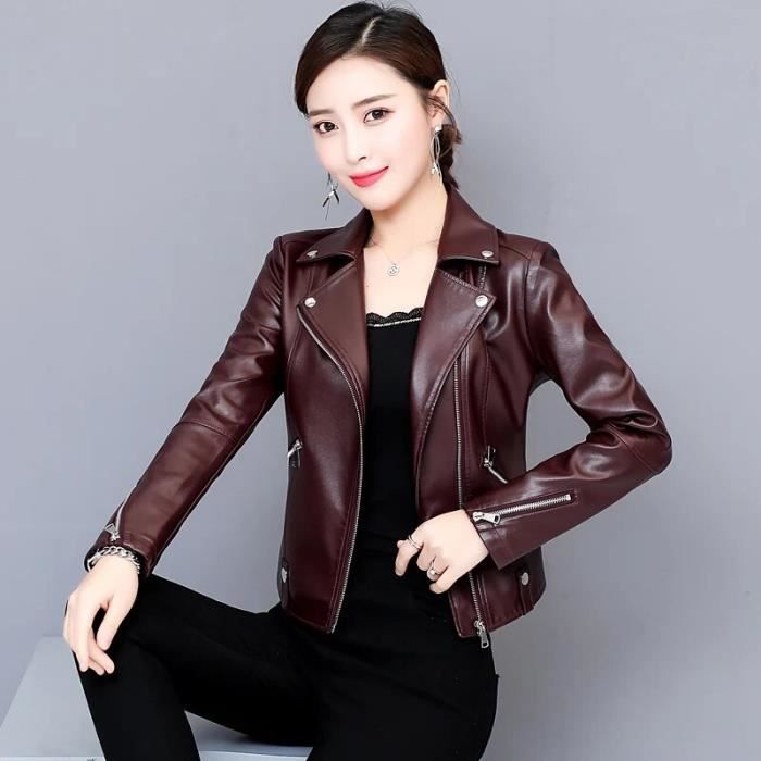 Blouson Moto Femme Cuir Noir Peau De Mouton, Easy Rider, Haut De Gamme