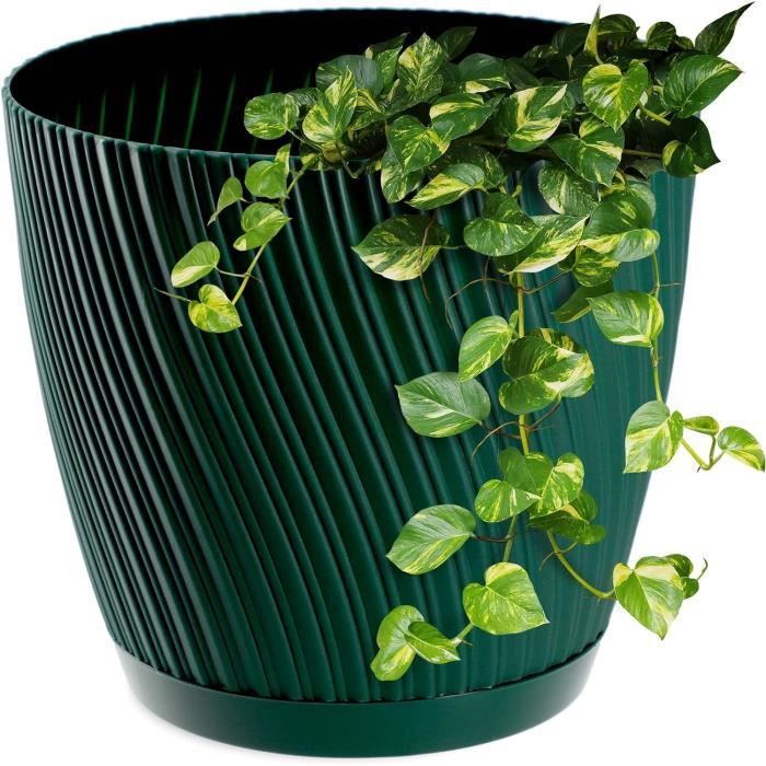 LE TAUCI Pot de Fleurs en Céramique, Pot de Fleurs/Cache-Pot 30 cm avec Soucoupe et Trou de Drainage, Pots de Fleurs d'Intérieur pour Maison et Bureau, Blanc