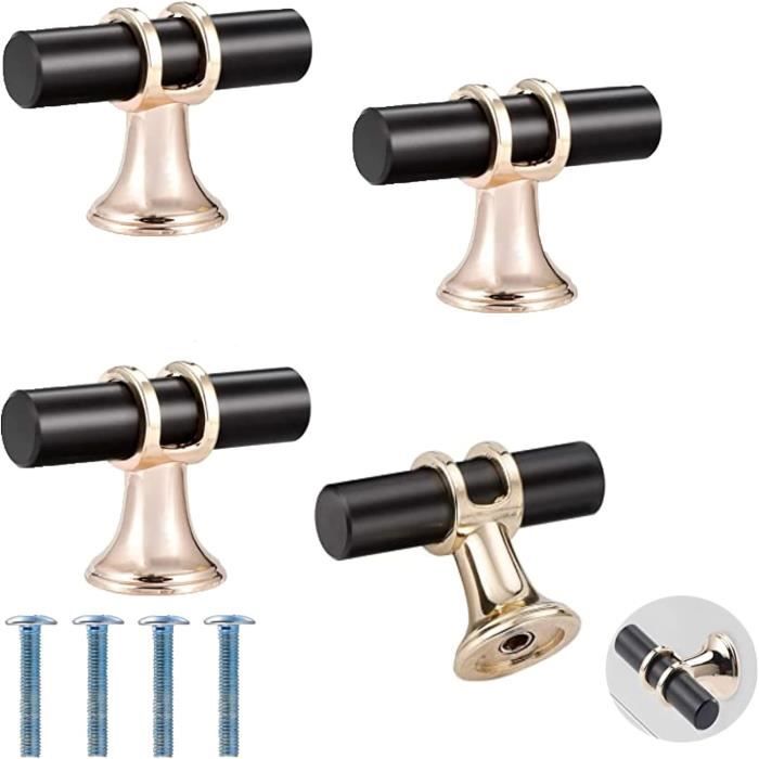 Poignées de porte en verre doré Lot de 4 boutons pour meuble placard tiroir cuisine