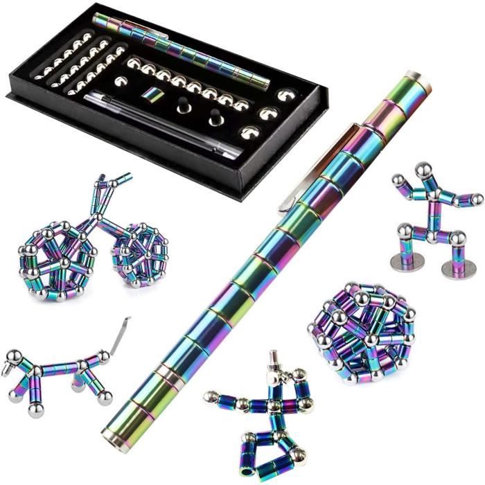 Stylo Magnétique, Fidget Pen, Stylo Magnétique Modulaire, Créatifs Drôle stylo, cadeaux pour Hommes, Femmes ou Adolescent (argent) - Beaux-Arts et Loisirs créatifs