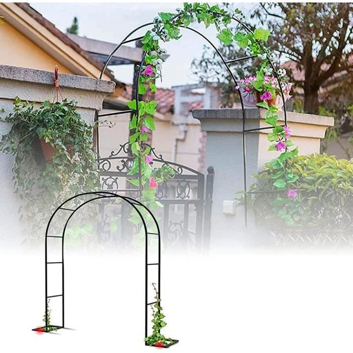 Arche De Mariage En Métal Noir - Tonnelle Ronde Pour Jardin, Décoration Fête - 2,8 X 3,2 M Avec Base