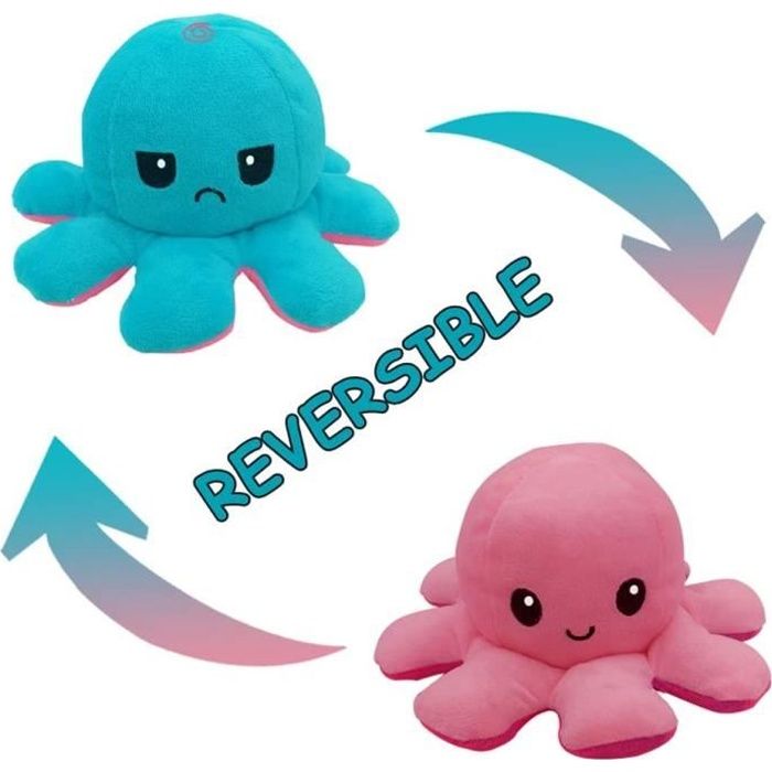 Jouet en peluche de poulpe Jouet en Peluche Pieuvre à Rabat Double Face, poupée de Poulpe réversible Mignonne, Jouet en Peluche