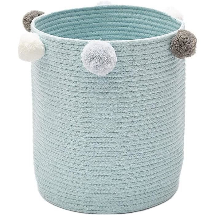 Lauatiiu Grand Panier En Corde De Coton Tissé Rose D45xH43cm - Rangement Jouets Et Linge