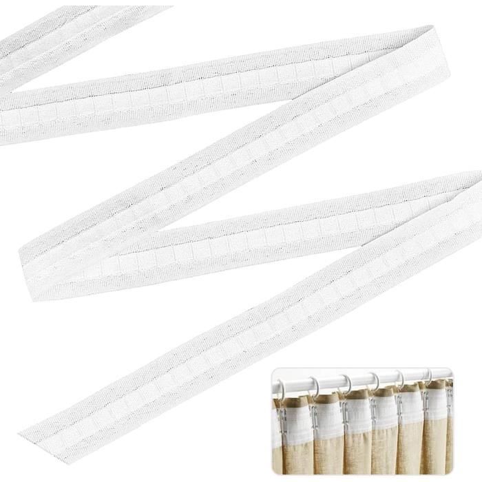 Ruban De Rideau, Ruban D'En-Tête De Rideau Blanc De 10 Cm Largeur, Ruban De Rideau Passe Tringle