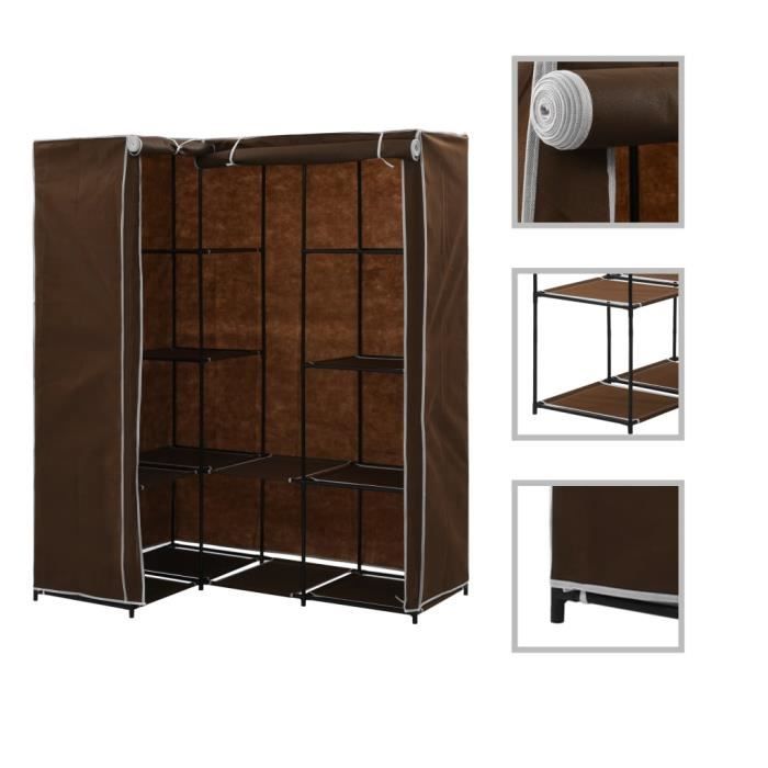 Armoire De Chambre Garde Robe D Angle Marron 130x87x169 Cm Achat Vente Armoire De Chambre Armoire De Chambre Cdiscount