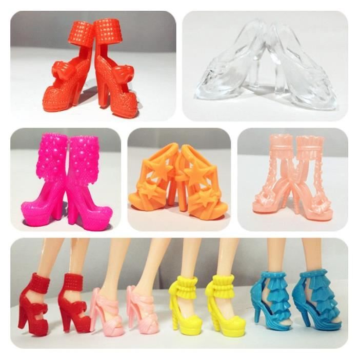 10 paires de chaussures de poupee chaussures a talons hauts bottes accessoires pour poupee Barbie 11in style aleatoire Cdiscount Jeux Jouets