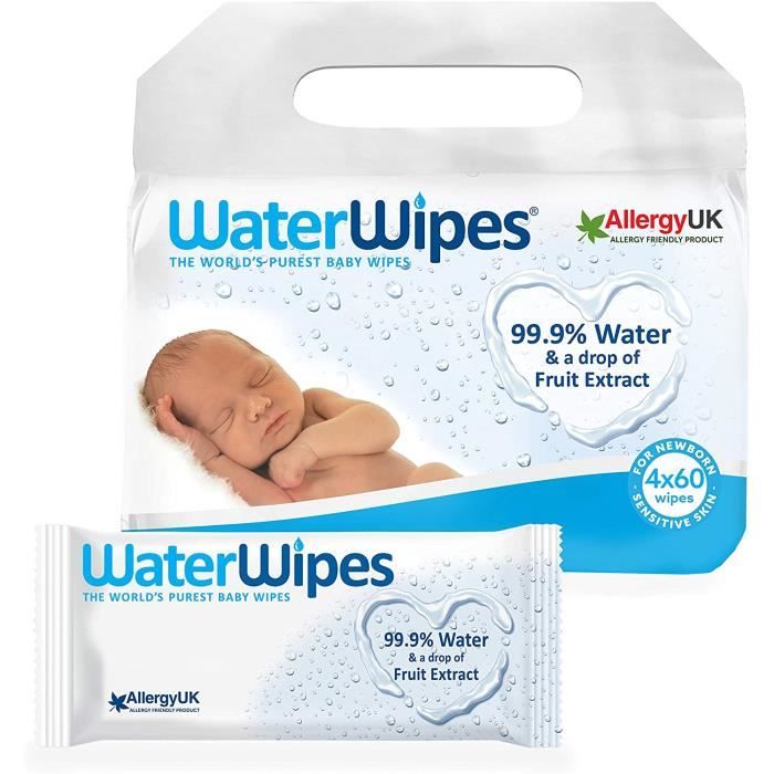 WATERWIPES Lingettes Bébé peaux sensibles - Lot de 9x60 - Cdiscount  Puériculture & Eveil bébé