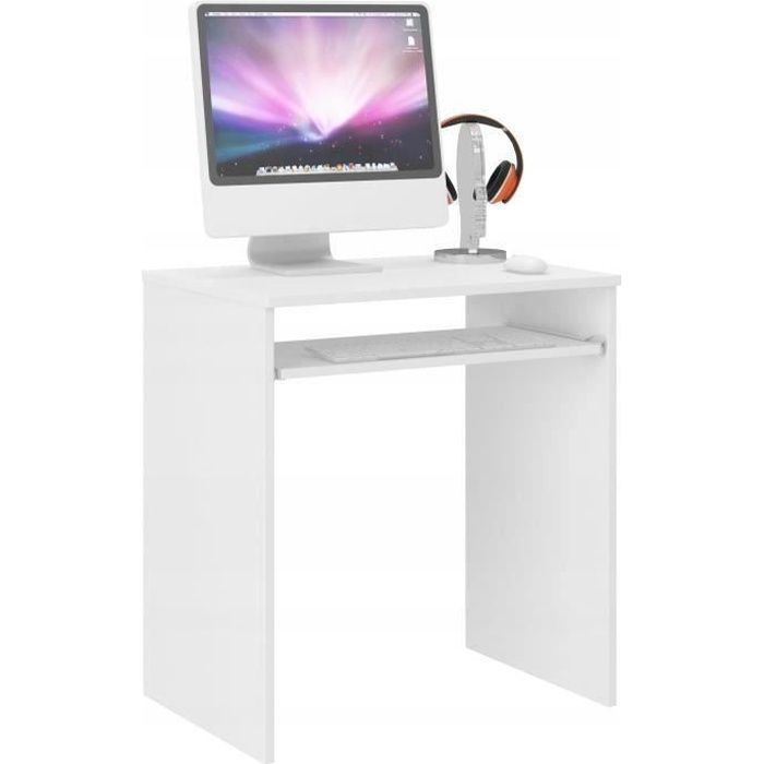 bureau informatique bern - hucoco - 70x50x74cm - support clavier - blanc