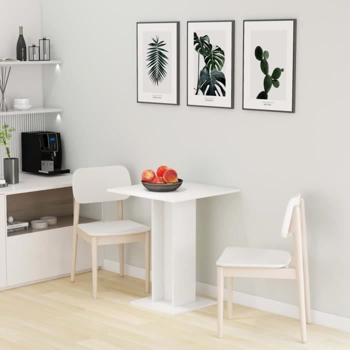 Table à manger moderne EXPE2 - Blanc 60x60x75 - 4 à 6 personnes - Style contemporain