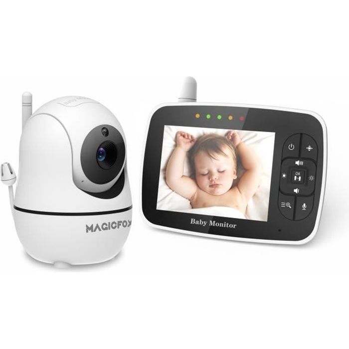 caméra de Surveillance avec Vision Nocturne Infrarouge Babyphone Berceuse Audio bidirectionnel et Mode VOX écran LCD Couleur de 2,4 Pouces Affichage de la température 