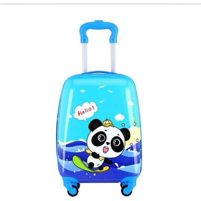 Valise Trolley Enfant avec Motif Panda Bagage Main Trolley roulettes ABS pour Enfant Valise de Voyage Bagage Cabine 18 Pouce