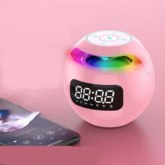 Station Charge Sans Fil 10W + Haut-Parleur Bluetooth 5.0 FM RGB Veilleuse - Support Smartphone Multifonction