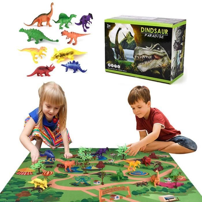 Tapis d'éveil,Jouets dinosaures avec tapis de jeu pour enfants, ensemble de  jouets, tapis d'activité et arbre, Kit de jouets