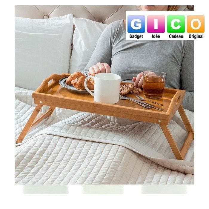 Plateau de lit pliable en bambou petit-déjeuner table de lit - Cdiscount  Maison