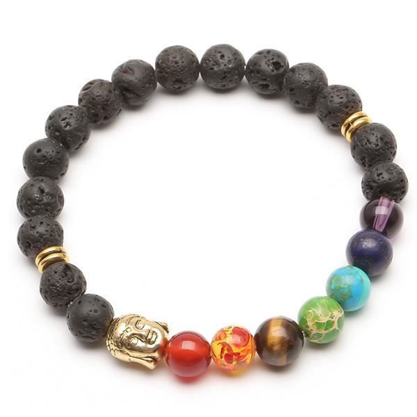 Bracelet Homme En Pierres Naturelles – Perles De Jaspe – Style Chakra – Taille Ajustable – Idée Cadeau