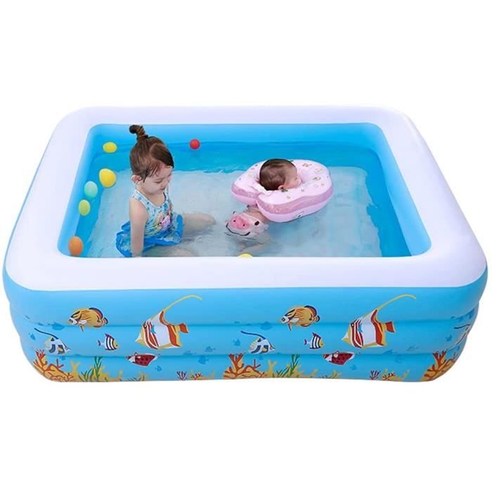 Piscine Gonflable Rectangulaire Pour Enfants Et Famille - PVC Résistant, Fond Bulle épais - Pour Intérieur/extérieur, Jeu, Détente